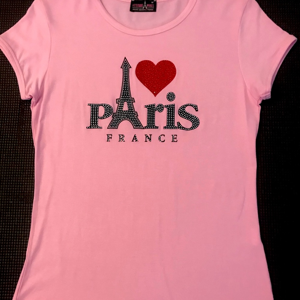 Pink Attitude Paris Private Design T - Shirt from Paris France. Size Medium.